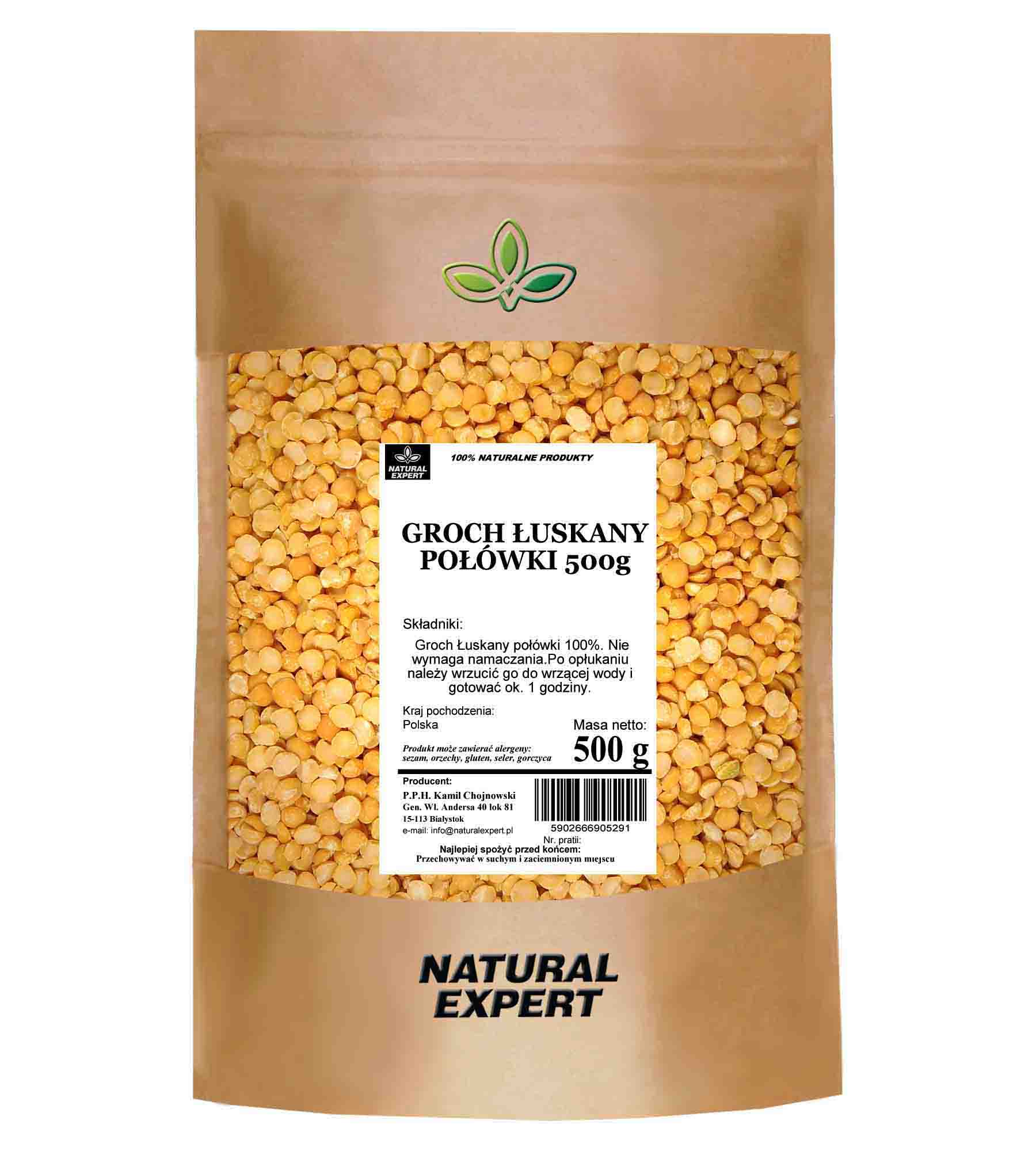 Oryginalne zdjęcie GROCH ŻÓŁTY ŁUSKANY POŁÓWKI 500g NATURAL EXPERT