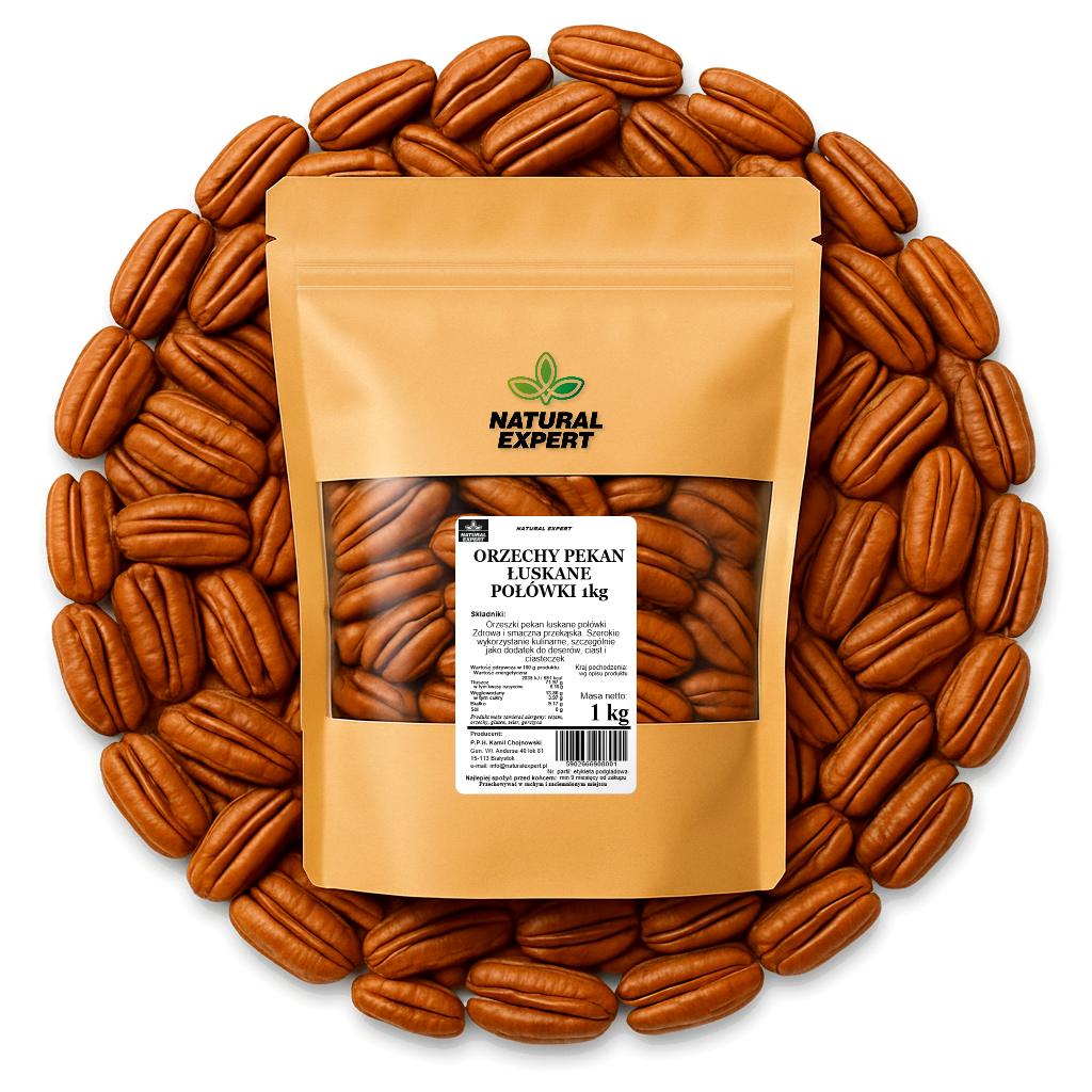Oryginalne zdjęcie ORZECHY PEKAN ŁUSKANE POŁÓWKI 1kg NATURAL EXPERT