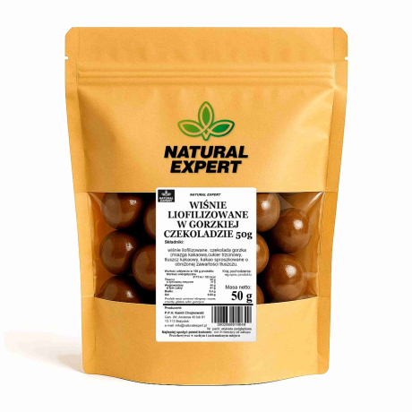 WIŚNIE LIOFILIZOWANE W GORZKIEJ CZEKOLADZIE 50g