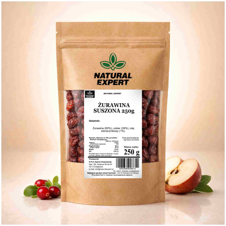 ŻURAWINA SŁODZONA SOKIEM JABŁKOWYM 250g